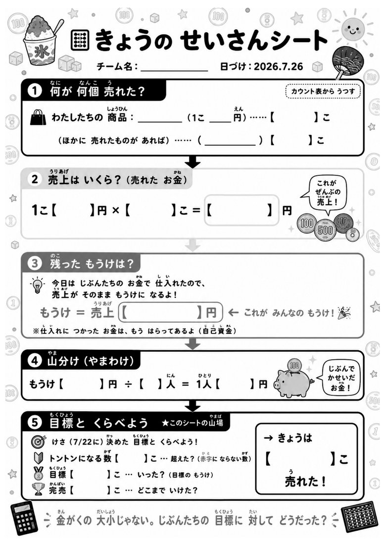 きょうのせいさんシート